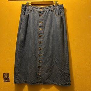 Denim Button-Front Maxi Skirt, Sz XXL